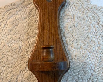 Portavelas vintage. Portavelas grande de madera con forma de corazón. Aplique de estilo rústico. Aplique de madera maciza.