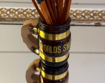 Porta-fósforos para caneca de cerveja vintage com fósforos