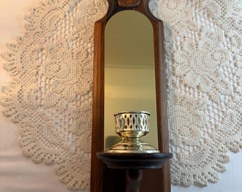 Galería de apliques de pared vintage de madera y latón para velas