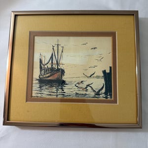Framed Watercolor Painting: Biloxi Shrimp Boat Art by Joe Moran