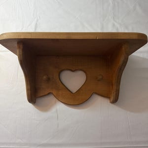 vintage wood heart peg handmade shelf solid wood