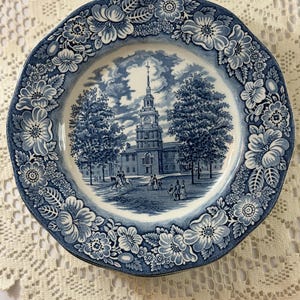 Staffordshire Ironstone Liberty Blue dinner plate 1975 made in England