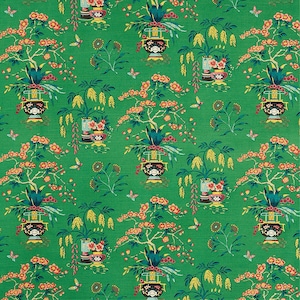 Schumacher Ming Vase Fabric: Floral Drapery, Home Decor Fabric