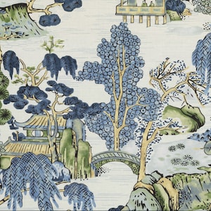 Thibaut Fabric Asian Scenic, 6 Colors, Floral Fabric, Curtain Fabric, Pillow Fabric, Drapery Fabric, Toile Fabric, Minimum 2 yard purchase.