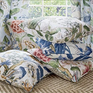 Thibaut Hill Garden Linen Pillow Cover or Drapery Panel - Custom Made