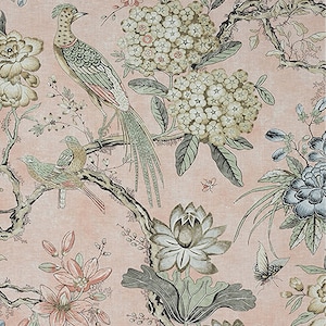 Thibaut Fabric Villeneuve, 6 Colors, Drapery Fabric, Pillow Fabric, Floral Fabric, Linen Fabric, Minimum 2 yard purchase.