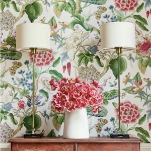 Thibaut Hill Garden Wallpaper: Birds & Floral Print