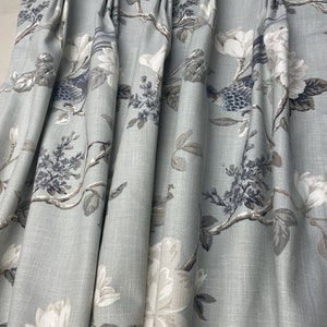 Custom Drapery Panels: Garden Bird Print, 100% Cotton Curtains