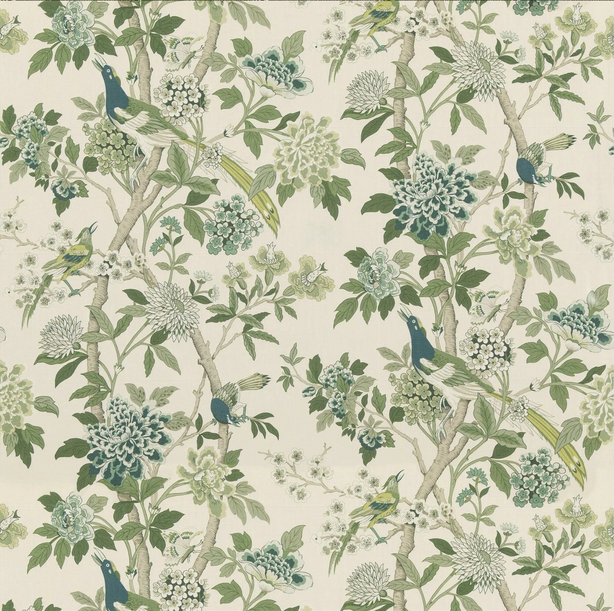 Hydrangea Bird Fabric by GP and J Baker: Custom Curtains, Pillows