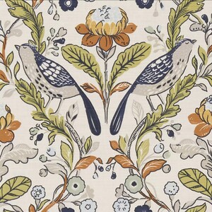 Clarke & Clarke Orchard Birds Fabric, 5 Colors, Floral Fabric, Curtain Fabric, Fabric by the Yard