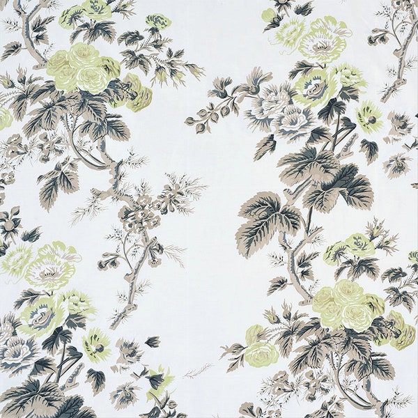 Schumacher Pyne Hollyhock Fabric, 6 Colors, Floral Fabric, Curtain Fabric, Fabric by the Yard