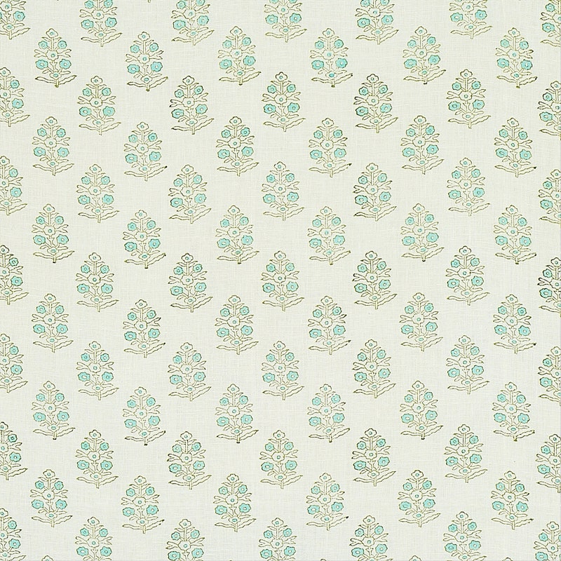 Valance De Lit Schumacher Rose Et Vert - Motif Floral Et Plaid 82" X 16" Coton