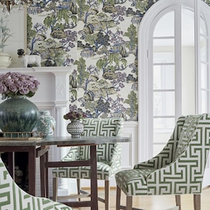 Thibaut Asian Scenic Wallpaper: Large Floral Bird Print