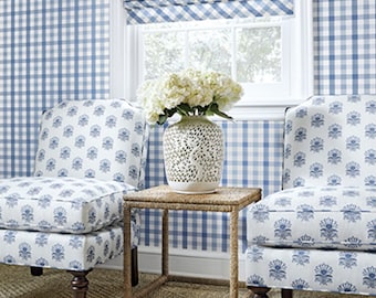 Anna French Milford Fabric by Thibaut: Small Floral Cotton Linen Blend