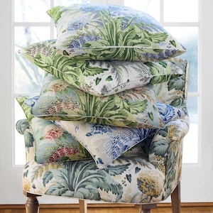 Thibaut Dahlia Fabric. Linen Cotton Blend, Custom Pillow & Curtain Fabric