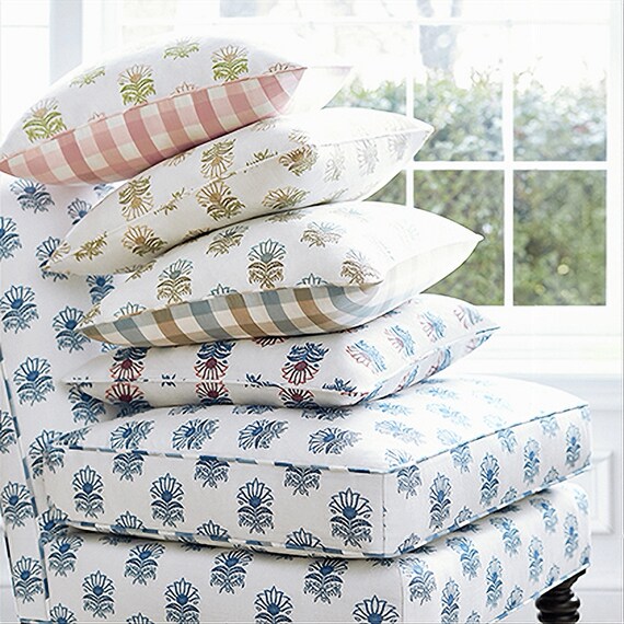 Anna French Milford Fabric by Thibaut: Small Floral Cotton Linen