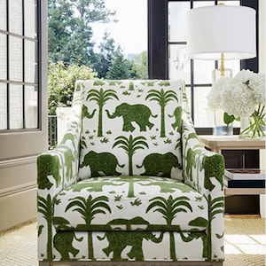 Thibaut Fabric Elephant Velvet, 6 Colors, Velvet Fabric, Floral Fabric, Curtain Fabric, There is a 2 yard minimum purchase.