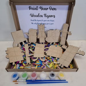 NumberBlocks Paintable Wooden Figures: DIY Craft Kit, Paint Your Own, Stocking Filler, Christmas Present