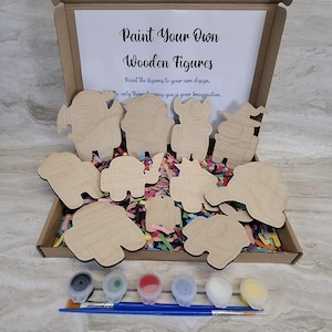 Among Us Figures Paintable Wooden Figures: DIY Paint Your Own Craft Kit