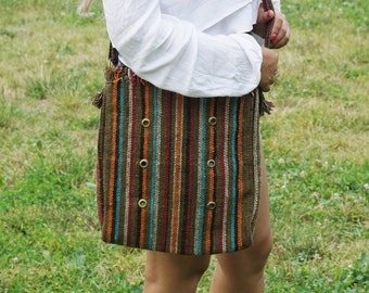 FREE SHIPPING!!bohemian cross body bag, tribal bag, gypsy cross body bag, vintage hands free bag, peruvian bag, handmade bag, ethnic bag