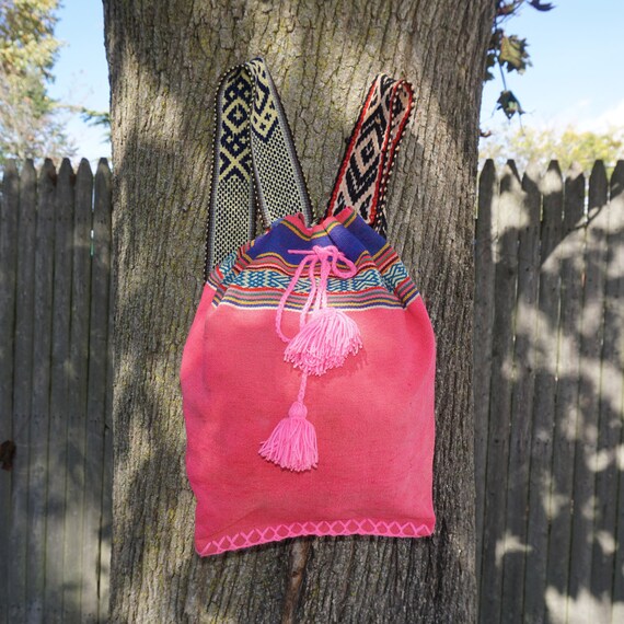 gypsy peruvian backpack, hipster handmade bag, art