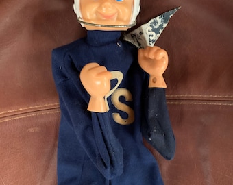 Antique Football Bobblehead-Puppety Doll Circa 1950s—1960s. Could be Penn State (PS on Jersey)