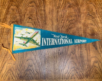 Vintage 1940s/50s New York International Airport Felt Pennant