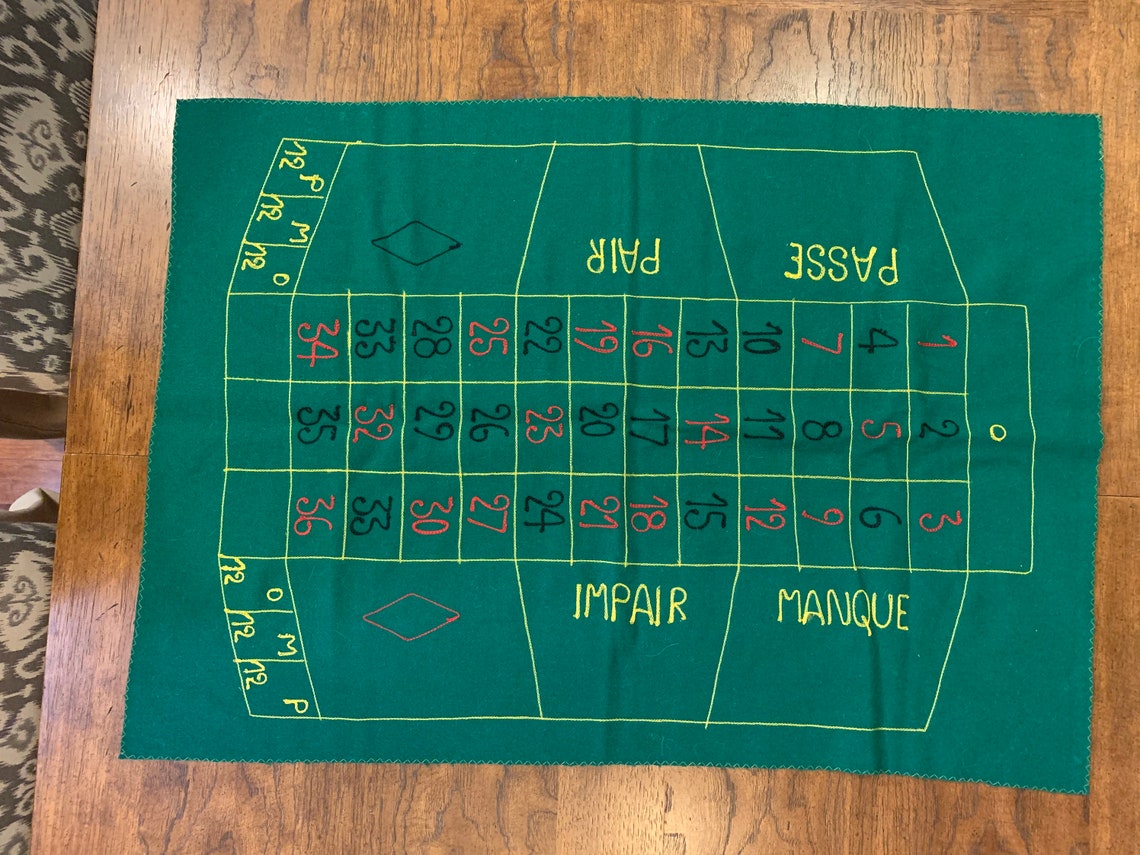 Vintage Handsewn Felt Craps Table Mat Etsy