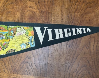 1950s/1960s State of Virginia Felt Pennant with Colorful state graphic