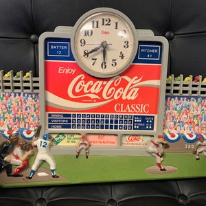 Reloj vintage de béisbol Coca-Cola, 1991, Reloj de batería