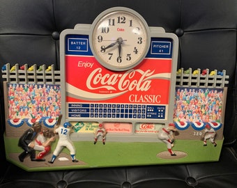 Vintage Baseball Coca-Cola Clock, 1991, Battery clock
