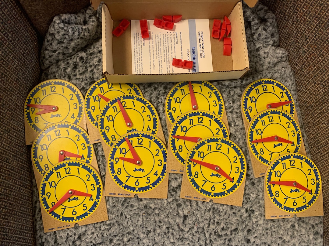 Original Judy Mini Clocks 12pk Wood J209041 Ideal for Educators