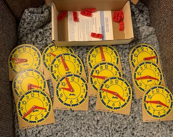Original Judy Mini Clocks 12-Pk Wood - J-209041 Ideal for Educators, Vintage