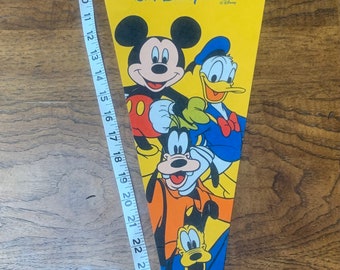 Hard to Find Vertical 1980s Magic Kingdom Walt Disney Workld Felt Pennant with Mickey and Crew