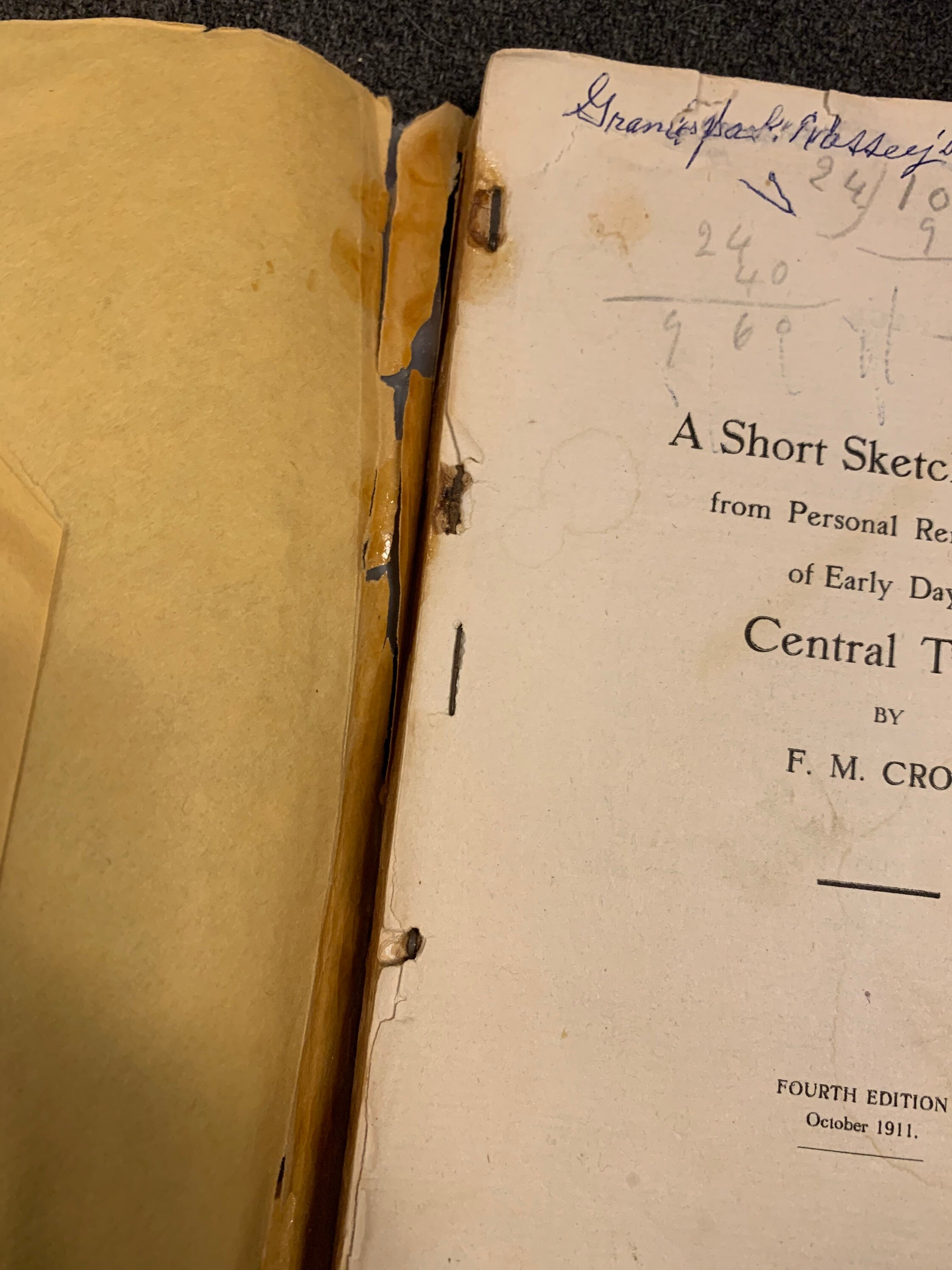 1911 Rare A Short Sketchhistory From Personal Reminiscences of Early