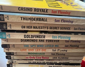 Vintage James Bond 007 set of Eleven (11) Signet 1950s-1960s Novels: Dr No, Thunderball, Goldfinger and 8 more !!
