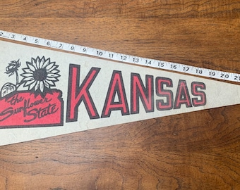 1960s State of Kansas Vintage Felt Pennant