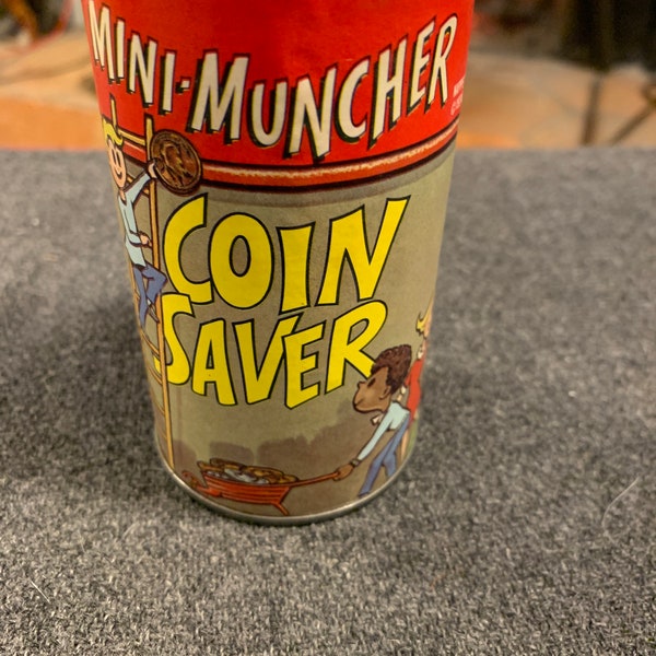 Vintage 1974 MINI-MUNCHER Coin Saver Can Still Bank Nappe-Smith