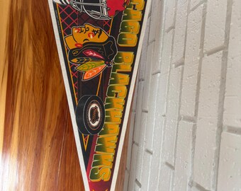 Vintage Chicago Blackhawks NHL Felt Pennant