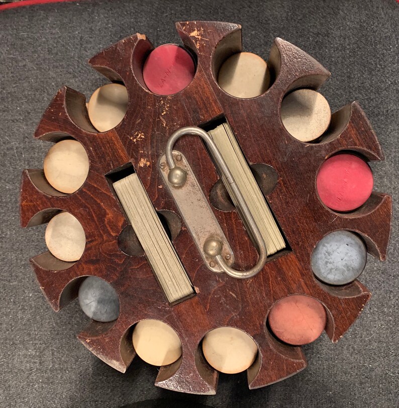Vintage 12rack wooden Poker Carousel with old chips Etsy