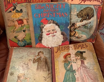 Five Antique Books: fragile, rare Children’s Books from 1880s