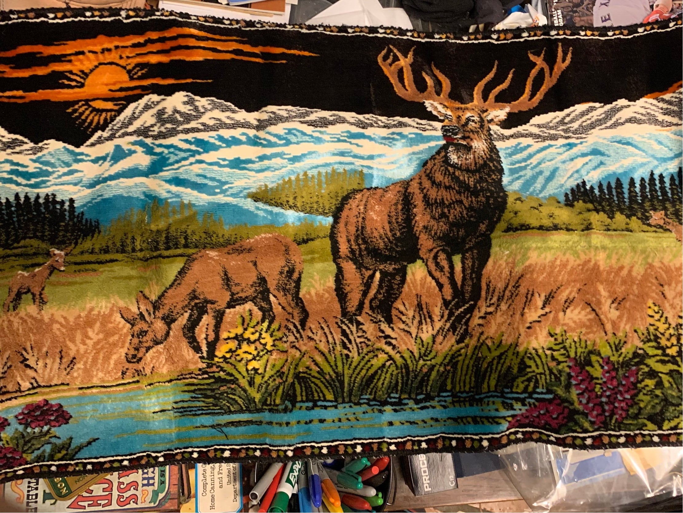 Vintage velvet deer tapestry sale