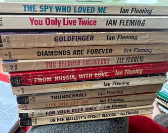 Vintage James Bond 007 set of Eleven (11) Signet 1950s-1960s Novels: Dr No, Thunderball, Goldfinger and 8 more !!