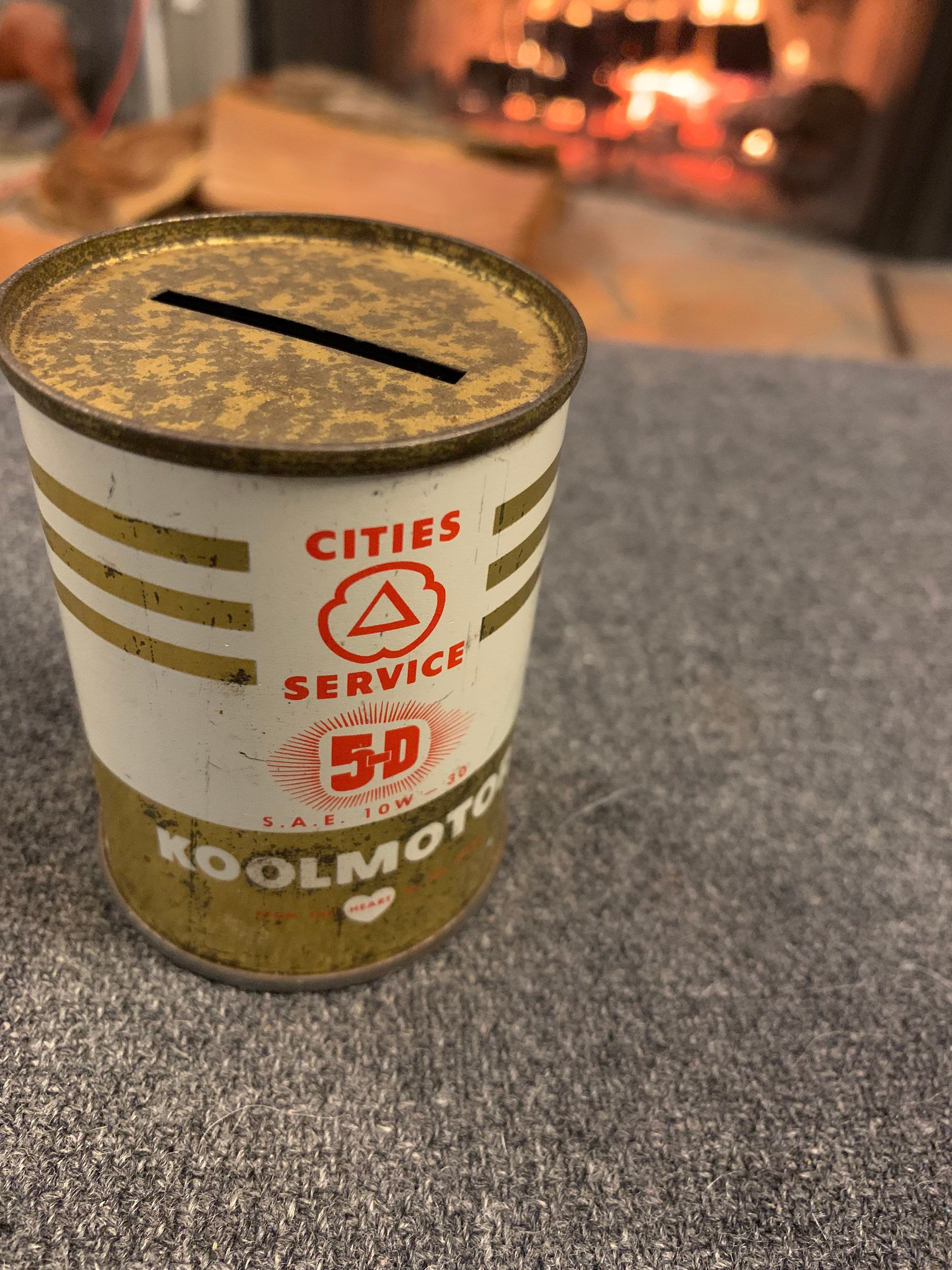 Cities Service 5D Miniature motor oil Can Coin Bank (Jef) Cities Service 5D Miniature motor oil Can Coin Bank (Jef)