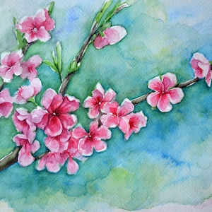 Cherry Blossoms, 11x14" Original Watercolor without frame