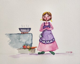 What Are You Cookin?, 12x9" Original Watercolor