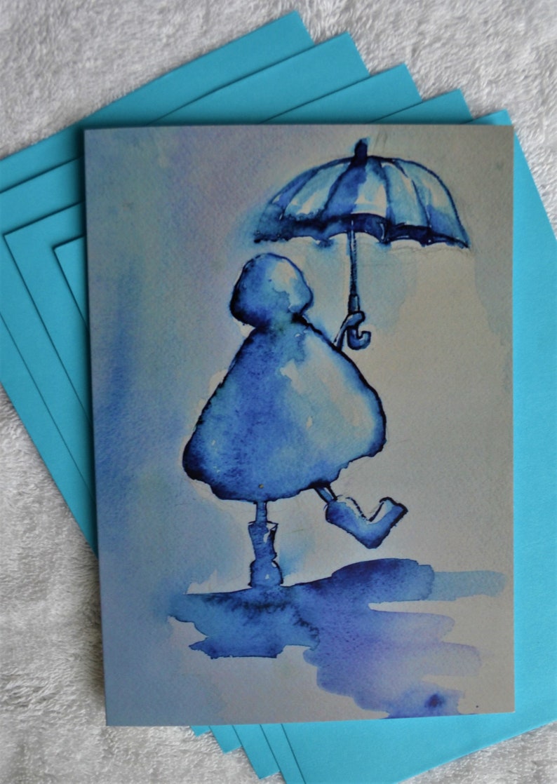 Blue Rain 5 x 7 greeting cards