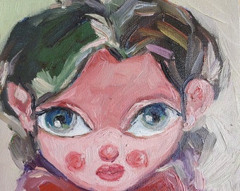 Curious Eyes III, Original Oil Painting 10x8"