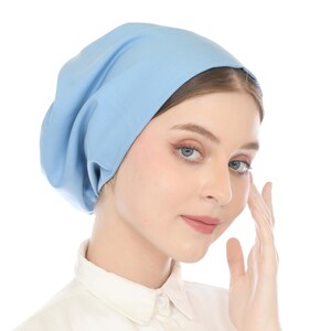 Slouchy beanie, women hat, chemo cap, daily beanie, cotton beanie, turban, blue headwear