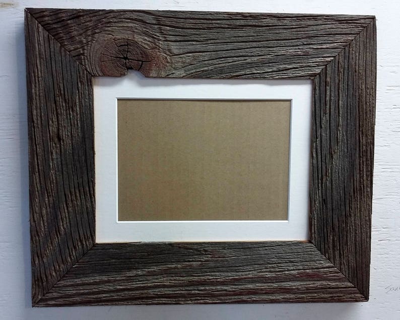 Authentic Barn Wood Frame 8 X 10 Inch With White Matting To 5 7 Picture Recycled Repurposed Reclaimed Vintage Farmhouse Frames